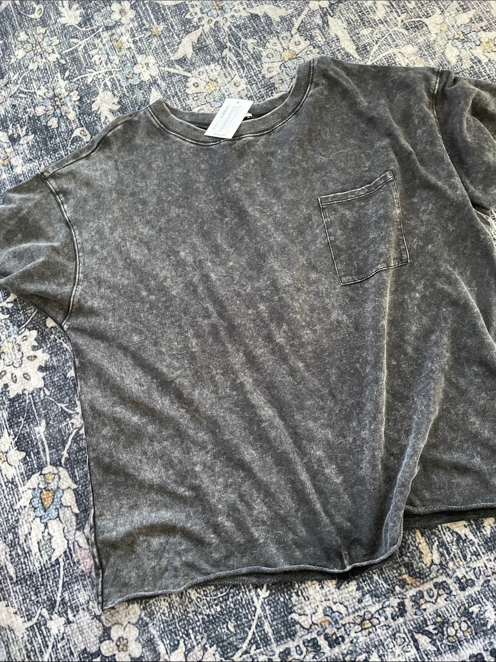 Zenana Outfitters Washed Charcoal Pocket Tee - Woman’s Short Sleeve, L/Xl